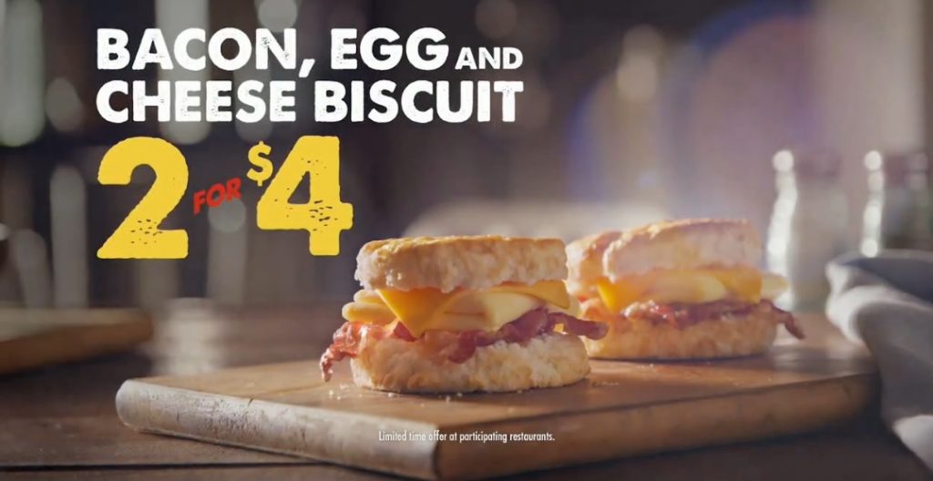 Bojangles' Offers 2 For 4 Bacon, Egg and Cheese Biscuit Deal The