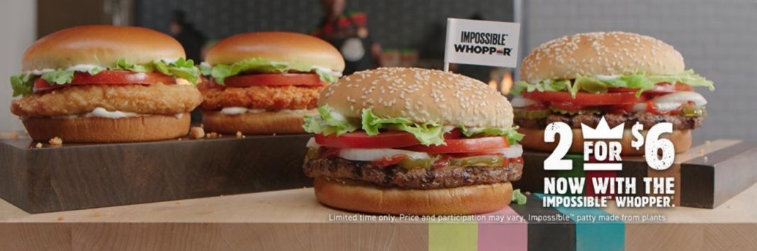 Burger King Adds Impossible Whopper To 2 For $6 Mix And Match Deal ...