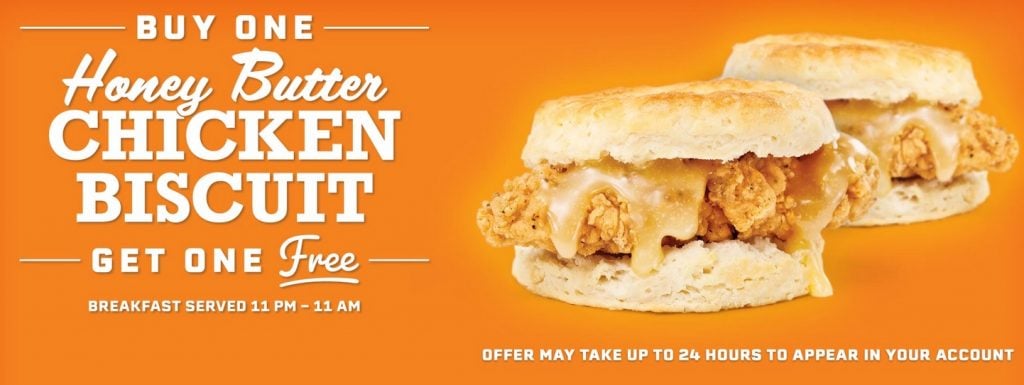 Buy One Honey Butter Chicken Biscuit And Get One Free Deal At