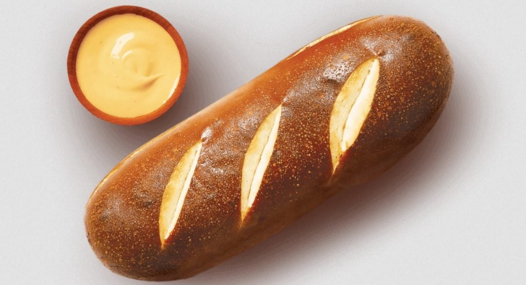 Pretzel Bun with a side of Ooze Fest melted cheese