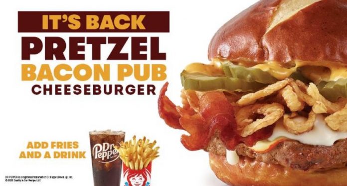 Wendy's Welcomes Back The Pretzel Bacon Pub Cheeseburger And Chicken Sandwich