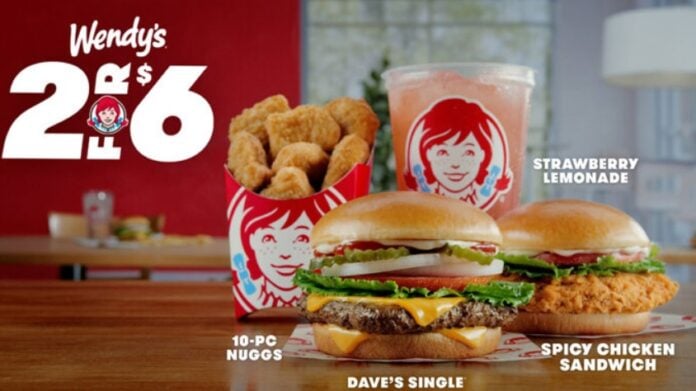 Wendy's Debuts New 2 For $6 Deal