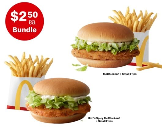 McDonald's Offers $2.50 McChicken Or Hot 'n Spicy McChicken With Small