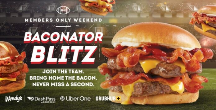 Get A Free Baconator At Wendy's With $20 Minimum Delivery Order From January 26 Through January 28, 2024