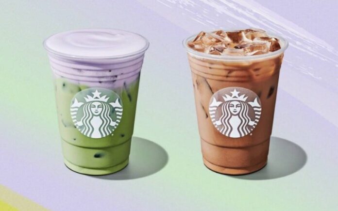 Starbucks Pours New Iced Lavender Cream Oatmilk Matcha And New Iced Lavender Oatmilk Latte