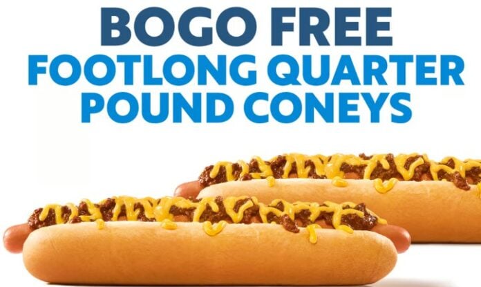 Sonic Offers BOGO Free Footlong Quarter Pound Coneys Today Only