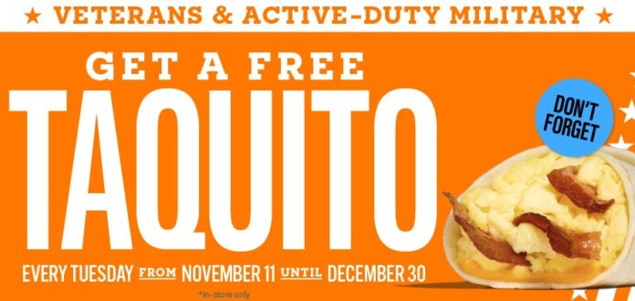 Whataburger Offers Veterans and Active-Duty Military a Free Taquito Every Tuesday Through December 30, 2025