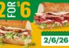 Two 6-Inch Subs for $6 at Subway on 2/6/26 Two 6-Inch Subs for $6 at Subway on 2-6-26