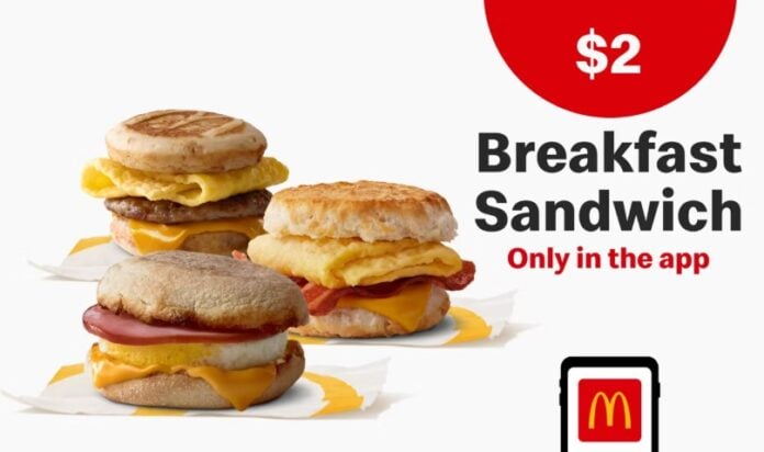 McDonald's Offers $2 Breakfast Sandwich Deal in Its App McDonald's Offers $2 Breakfast Sandwich Deal in Its App