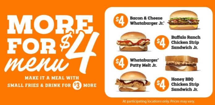 Whataburger Introduces New More for $4 Value Menu