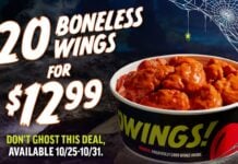 Applebee’s Halloween Deal Offers 20 Boneless Wings for $12.99 in New Hallowings Bucket Through Oct. 31 Applebee's Halloween Deal Offers 20 Boneless Wings for $12.99 in New Hallowings Bucket Through Oct. 31
